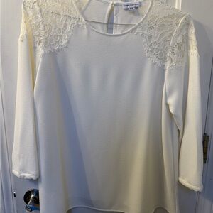 Carolina Belle Cream Lace Detail Blouse Size M